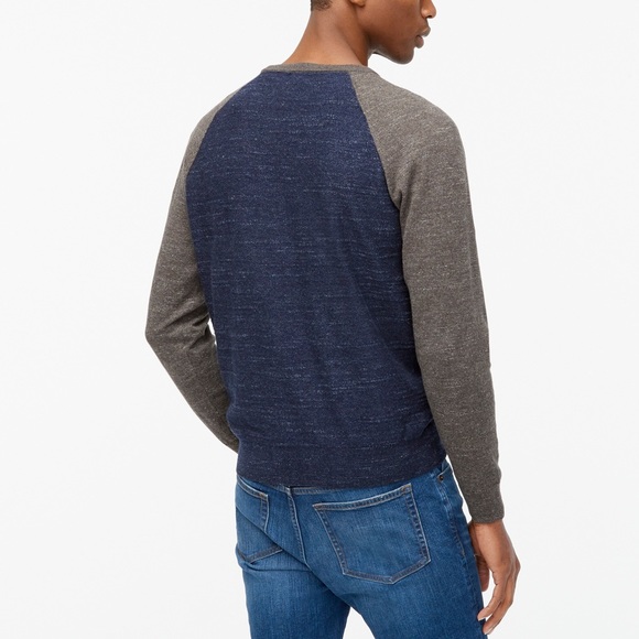 J.Crew Factory Raglan Budded Baseball Crewneck Sweater - Picture 2 of 4